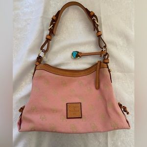 Dooney & Bourke Vintage DB Logo Pink Canvas/Leather Shoulder Bag Purse